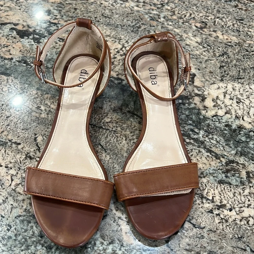 Diba Brown Wedge Sandals with Adjustable Straps